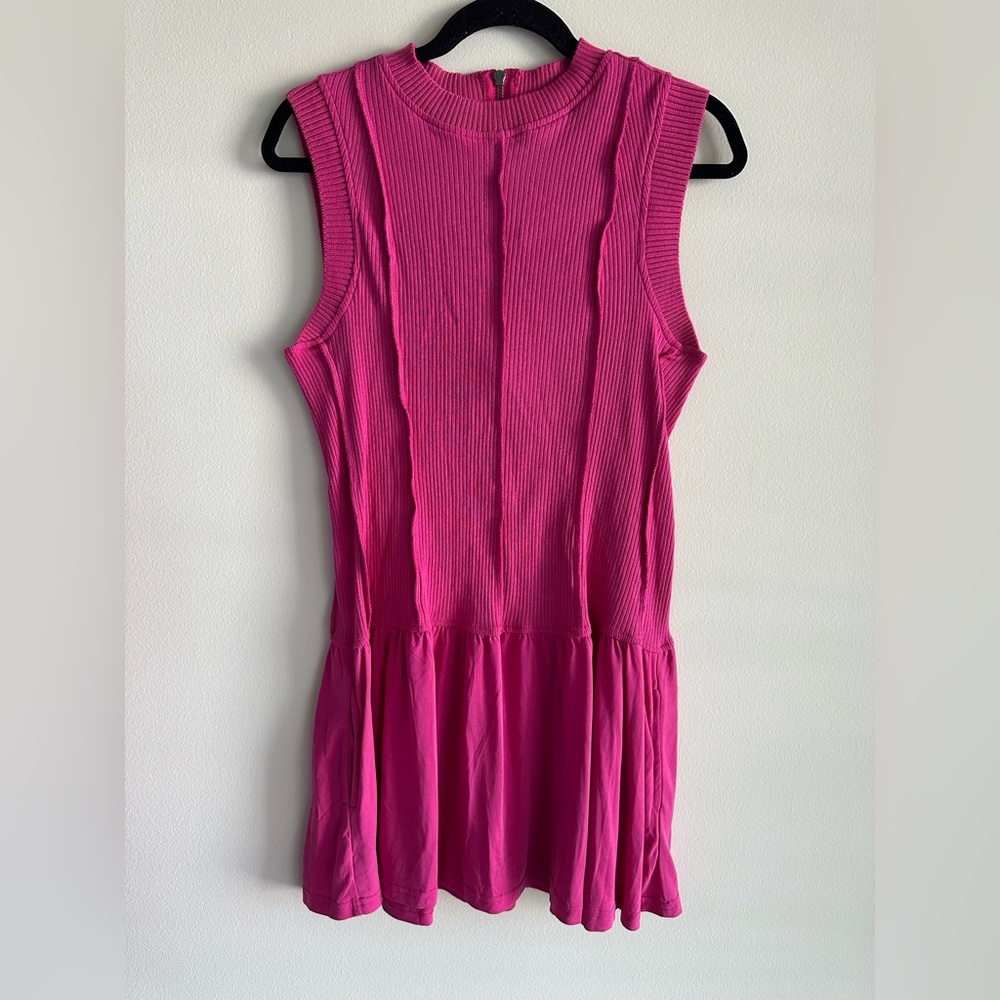 NWT Anthropologie Daily Practice Buzzer Beater Cotton Blend Pink Mini Dress Sz M - Picture 4 of 15